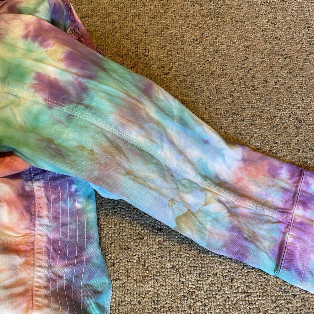 VTG Tissaia Open Jacket Women's XL Purple Tie Dye Ruffle Long Sleeve Boho Artsy - Picture 7 of 9